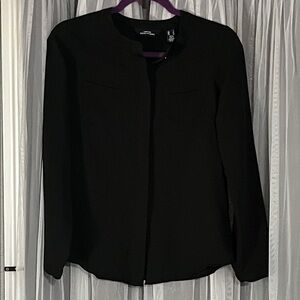 Lands' End Black Long Sleeve Crewneck Blouse